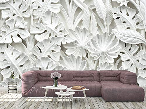 Oedim Fotomural Vinilo para Pared Flores Blancas 3D | Mural | Fotomural Vinilo Decorativo | 200 x 150 cm | Decoración comedores, Salones, Habitaciones