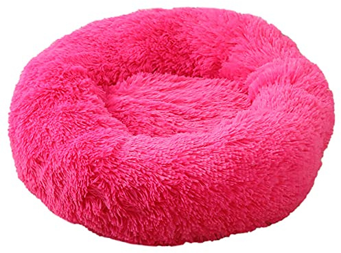 Cozomiz Donut Rundes Plüsch Hundebett Flauschig Waschbar Hundebett für Hunde Katzen Antistress Wolke Plüsch Hundebetten Hundekissen Hundesofa Katzenbett Pink 70cm