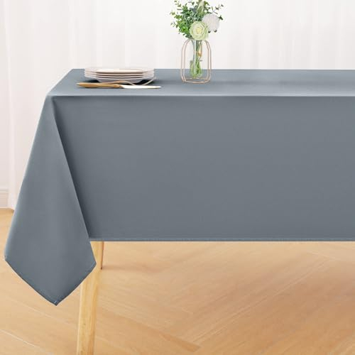 smiry Tischdecke Abwaschbar Rechteckig 100x140cm Tischtuch Polyester Wasserabweisend Lotuseffekt Tischwäsche Schmutzabweisend Abwischbare Tafeldecke für Party Küche, Grau