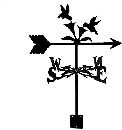 JESSAH Wetterfahne Wildschwein Kolibri und Blume Windrichtungsanzeige Wetterfahne Edelstahl Wetterhahn mit Anti-Rost-Beschichtung Gartenstecker Kunst Dekor