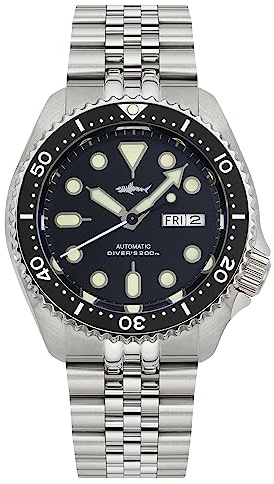 Tactical Frog Heimdallr SKX007 Orologi per Uomo, Movimento NH36A, Cristallo di Zaffiro, Impermeabile fino a 200 m, Orologi Automatici da Immersione C3 Luminosi, Quadrante da 42mm, Nero., Moderno