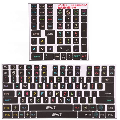ASHATA 2Pcs QWERTY English UK Keyboard Replacement Stickers Non Transparent sStickers with Color Letters Suitable for Any Keyboard Laptop Desktop
