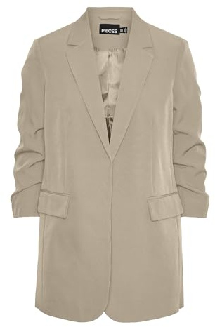 PIECES lång blazer för kvinnor, Vitpeppar, S