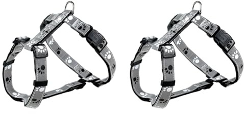 Trixie 12232 Silver Reflect H~Geschirr, S–M: 40–65 cm/20 mm, schwarz/Silbergrau (Packung mit 2)