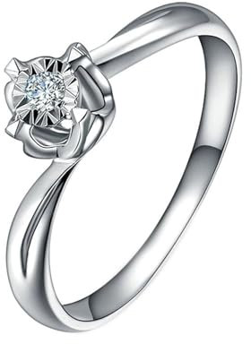 Freundschaftsringe Frau Frau, Partner Ringe Platin 18 Karat Weißgold AU750 Lab Diamant 0.02CT Ij Rundschliff VVS mit Größe 58 (18.5) Npassbar