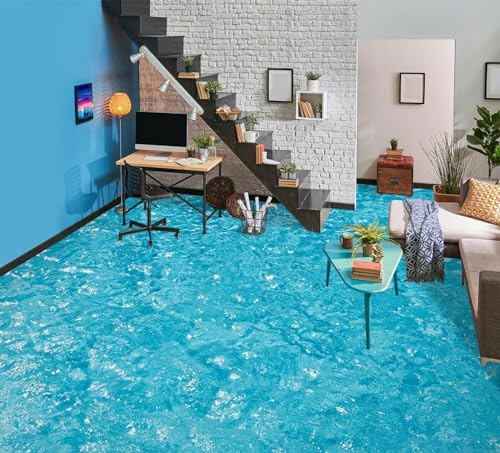 Benutzerdefinierte Boden Wasserdichte Stereo-Aufkleber 3D Blaues Meer 3D-Bodenfliesen Aufkleber Bodenbelag Tapete Wandbild PVC Wasserdicht selbstklebende Tapete Wohnkultur,200 * 140cm