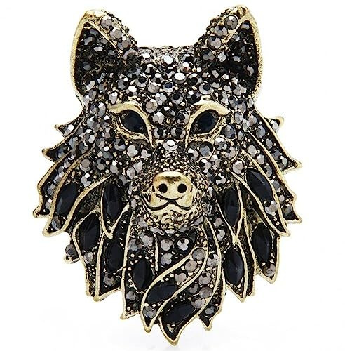 Broche Vintage Pour Femmes Hommes, Étincelants, Tête De Loup, Épingle À Revers, Épingle De Sûreté, Costume Punk, Épingle À Cravate, Bijoux Cadeaux