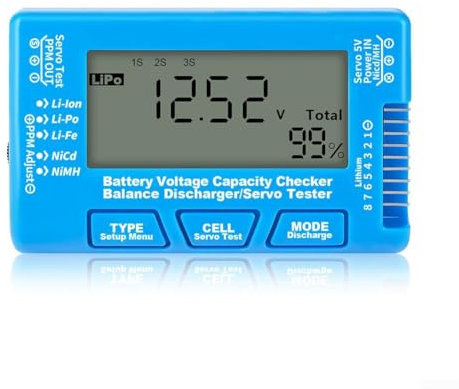 RC Battery Digital Tester, LCD Digital Battery Capacity Tester, 83 * 52 * 14mm, Battery Balancer For LiPo LiFe Li-Ion NiMH Nicd RC Batteries(blue)
