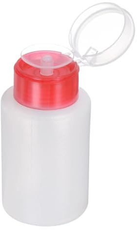 QUARKZMAN Lösungsmittel-Alkohol-Spender 180ml (6.1oz) Gerader Druck-Flüssigkeits-Spenderpumpe mit abdichtendem Edelstahldeckel für Aceton Reinigungsmittel Politur-Entferner, Rot