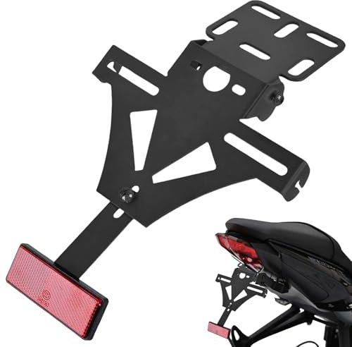 WIYETY Porta targa moto: Porta targa universale regolabile, supporto per licenza con luce di riconoscimento per la maggior parte dei modelli di moto più diffusi