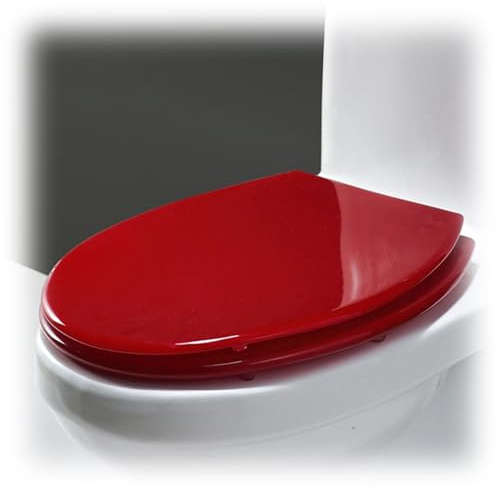 Glitter Toilet Seat with Soft Close Quick Release, Seat with 360 Degree Adjustable Stainless Steel Hinge, Easy Installation(Red)