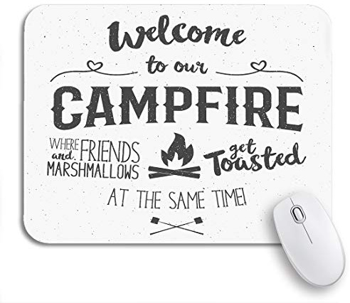Tapis De Souris De Jeu Panneau Vintage Bienvenue À Campfire Effect Symboles De Lettrage Amusants Bureau Tapis Souris Personnalisé Tapis De Souris Antidérapant, pour Maison, 25 x 30cm