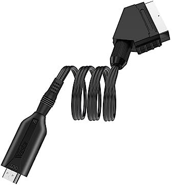 UKCOCO Convertidor De Scart a Vídeo Adaptador 1080p Para Tv y Dvd, Cable De Audio y Vídeo, Dispositivo Plug and Play Para Señal Estándar, Conexión Directa De 1 Metro, Color Negro