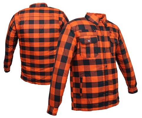 ALPHA SPEEDS Motorradhemden Biker Hemdjacke Wasserdicht & Winddicht Motorrad Kariertes Hemd mit Protektoren Jacke Flanell Lumber Aramid