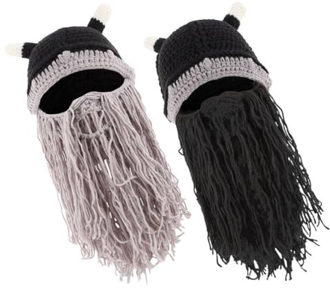 Veemoon 2stücke Wikingerhut Mit Hörnern Cosplay Dekoration Sammelaccessoire Outdoor Wikingerkappe Strickmütze Party Bühnenauftritt