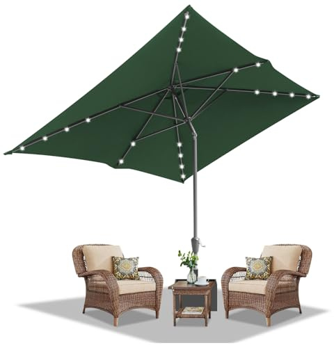 Daromigo Sonnenschirm Rechteckig 210x140 / 300x200cm mit Kurbel | Ampelschirm Sonnenschutz UV50+, 30° knickbar, Gartenschirm Terrassenschirm wasserdicht für Garten, ohne Ständer