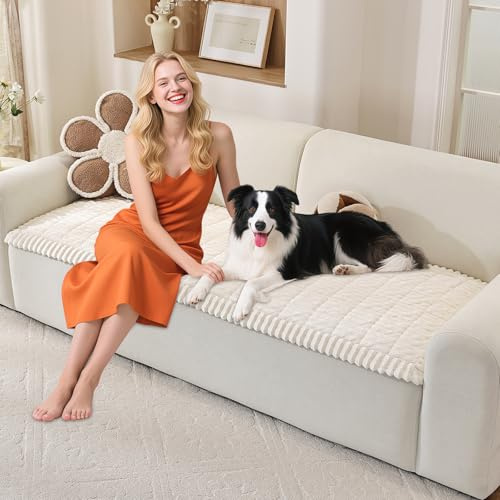 ENONCI Thick Sofa Cover Washable - Pet friendly Universal Soft Couch Seat Covers 2 3 4 Seater, Non-Slip Couch Cover, Furniture Sofa Protection for Living Room