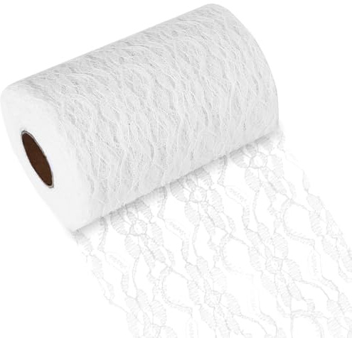 Tischläufer Spitze in weiß (15 cm x 22 m) – Zartes Tischband aus Hochwertiger Spitze Ideal als Festliche Dekoration für Hochzeit, Taufe, Kommunion, Geburtstage und Besondere Anlässe