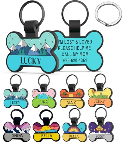 HQYDDMI Hundemarke mit Gravur, Leise Silikon Hundemarke Personalisiert mit Name, Telefonnummer,Tiermarke für Hunde, Katzen & Welpen(1 Pcs, Knochen)