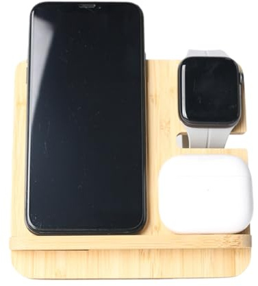 Station De Charge Inductive en Bois - Charger sans Fil | Chargeur De Bois sans Fil | Chargeur sans Fil Rapide | Reise Charter Best | Station De Charge Rapide 15W pour Les Écouteurs Smartwatc