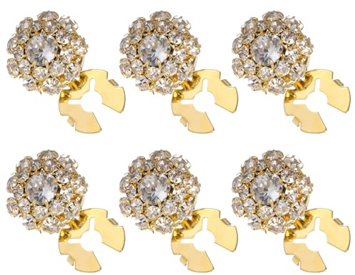 6 st knappskydd, avtagbara strass knappskydd för kvinnor blusar kristall dekorativa klämmor knappar smycken för jeans sömnad gör-det-själv hantverk kvinnor män (guld)