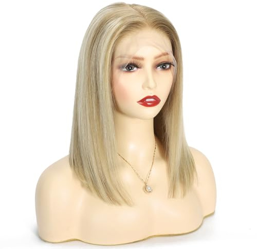Larafona Echthaar Perücke BOB Blond Glueless Full Lace Wig Kurz Menschliches Haar 100% Remy P18/613# 12inch/30cm