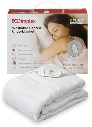 Dimplex DXUBDB Machine Washable Heated Under Blanket With Extra Foot Warmth - Double - White