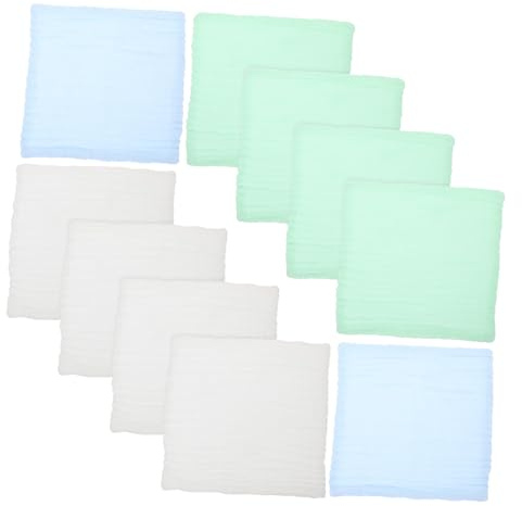 Mobestech 10 pièces Lot de Lingettes Mousseline Garçon Fille Unisexe Confortables Lavables Multi-usages Nés et Tout-petits Carrés Coton Sans Additifs Fluorescents Accessoire Essentiel pour