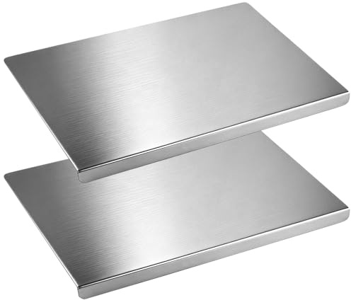 APACALI - Lot de 2 planches à découper en acier inoxydable, 30 x 40 cm, planche à découper en métal pour la cuisson, planche à découper en acier inoxydable pour couper la viande, les légumes,