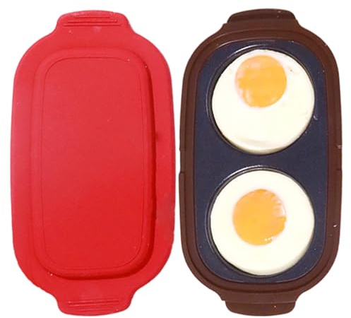 DAGLLGEW Microwave Egg Poacher, Nonstick 2 Cavity Microwave Egg Cooker with Lid, Quick Heat and Reusable for Home Kitchen Tools Red Poached Maker Cooker