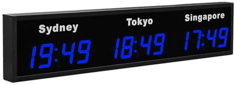 Orologio digitale a LED con fusi orari multipli, display HD, città personalizzabili, montaggio a parete, per hotel e imprese multinazionali