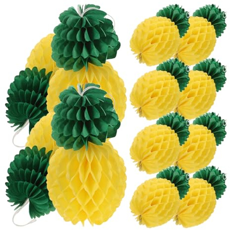 SOIMISS 9 Stück Ananas Papier Wabenbälle 20cm Hängende Wabenkugeln aus Seidenpapier Tropische Partydekoration für Garten Geburtstag und Festlichkeiten