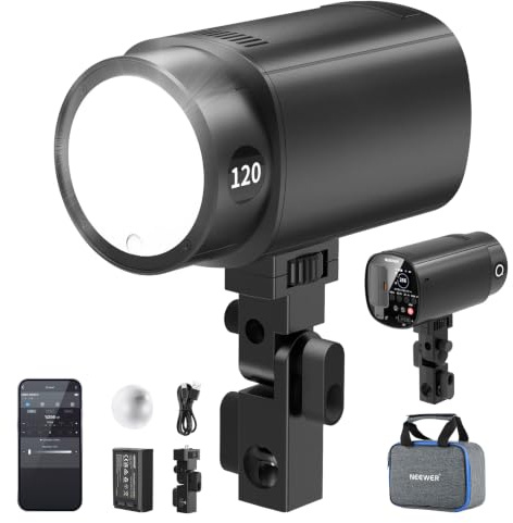 NEEWER 120Ws 2.4G TTL Outdoor Strobe Flash, Compatible with Godox, 1/8000s HSS Portable Studio Monolight with Modeling Light /3000mAh Battery/420 Flashes/1.5s Recycle for Photography Photoshoots, Q120