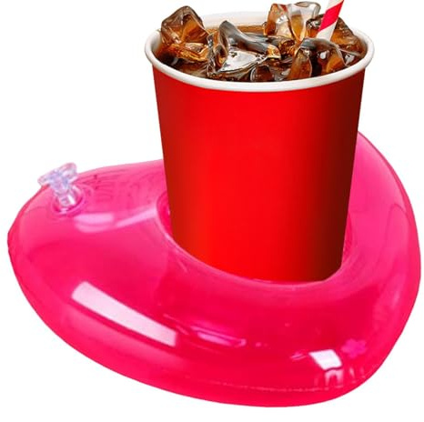 Floating Drink Holder for Pool | PVC Heart Design Coaster | Inflatable Floating Beer Holder,for Backyard Lake Beach Parties River Hot Tub Poolside Beach Vacation Water Activities Spa
