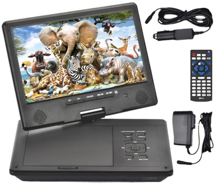 Lecteur DVD Mobile, Lecteur DVD Mobile sans Fil, vidéo Haute définition, 12.5 Pouces, Compatible Bluetooth, Lecteur CD Portable Plein Format for Voiture Haute résolution