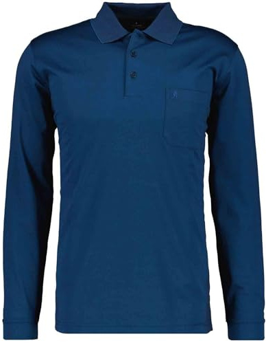RAGMAN Herren Softknit-Polo mit Brusttasche, Langarm