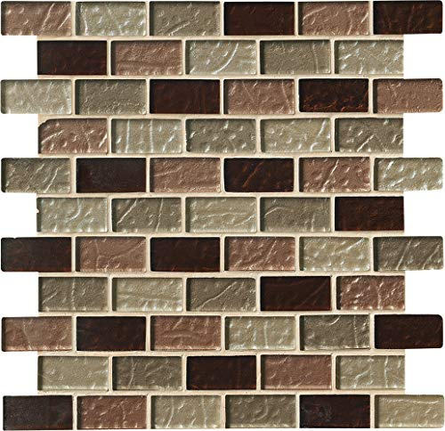 MSI Ayres Blend Glass Mosaic Tile, Modern Rectangular Subway Pattern, Brown, 12 in. x 12 in., 10 sq. ft, 10 Pieces per case
