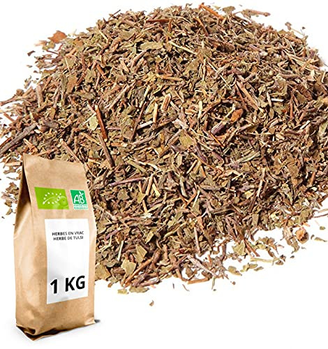 Tulsi Bio - Herbes en vrac - Tisane et infusion Relaxante/Apaisante- 1 kg (400tasses) - 100% Agriculture Biologique - Thés Direct