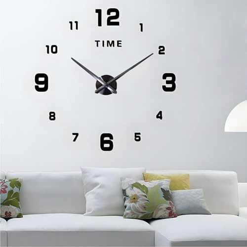 Coraltree 3D Wandtattoos Wanduhr DIY Wanduhren Dekoration Uhren für Büro Wohnzimmer Schlafzimmer Uhr Geschenk Home Dekoartikel (schwarz)