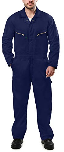 Kolossus Mens Long Sleeve Blended Coverall APPAREL with Zippered Frontal Pockets Navy Blue, Large