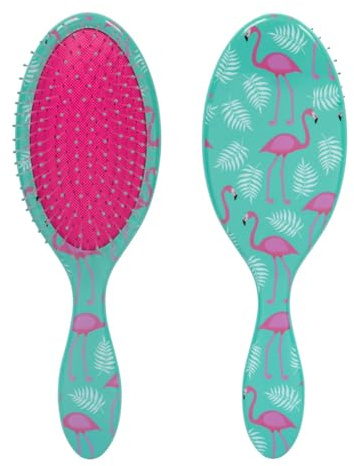CALA Wet-N-Dry Detangling Hair Brush, Teal Flamingo, Soft Flexible Bristles for Wet or Dry Hair, Helps Reduce Snagging & Breakage, Smooths Hair, Adds Shine