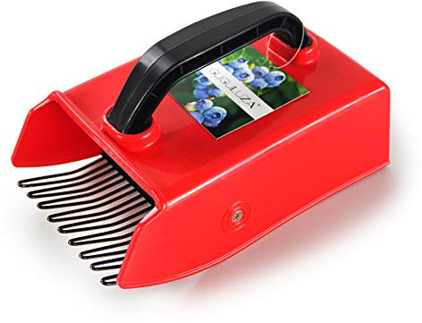 GUGULUZA Peigne à Myrtilles, Fruits Ramasse Baies en Plastique avec Peigne Métallique, 24 x 14 cm (Noir-Rouge)