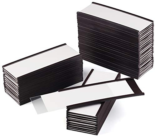 LLPT Magnetische Etikettenhalter | Beschreibbare Magnet-Etiketten für Schule Büro Whiteboards Kühlschränke Magnettafeln (MH4150) | 50 Stück | 40MM x 100MM