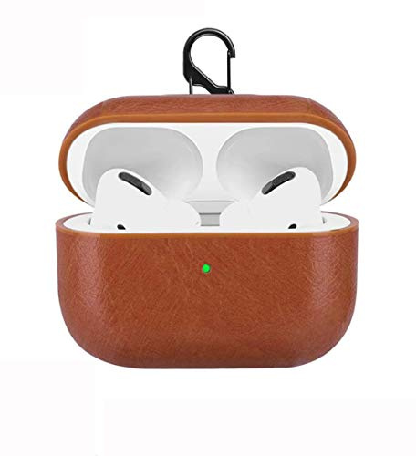 MroTech Funda compatible con Airpods Funda Cuero PU Cuero AirPods Pro Case Cover Bolsillos Carcasa de Cuero Funda Funda con Llavero Compatible para Apple AirPods Charging Case-Marrón