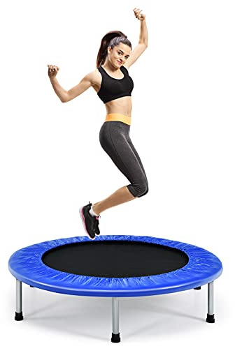 COSTWAY φ97 cm Mini Trampolin, Vikbar Fitness Trampolin, Upp till 150 kg, Säker och Slitstark Studsmatta för Inomhus och Utomhusbruk för Barn och Vuxna – Perfekt för Familjens Hälsa och Träning