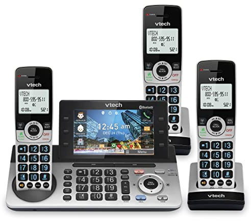 VTech IS8251-3 Business Grade 3-Handset Expandable Cordless Phone for Home Office, 5 Color Display, Programmable Short Cut Keys, Smart Call Blocking, Answering System,Bluetooth Connect to Cell