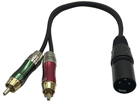 LiKuCo 1FT XLR Male to Dual RCA Male Y Splitter Cable, Unbalanced 2 RCA/Phono Plug to 1 XLR Splitter Duplicator Lead Y-Cable Adapter