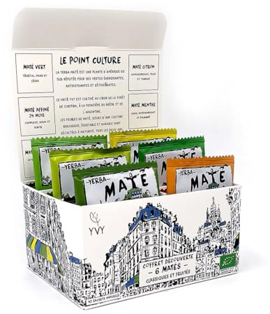 YVY MATÉ Yerba Maté Coffret Dégustation BIO | 42 sachets de thé mate naturels | Assortiment de 6 saveurs en sachet naturel à infuser | Infusion Détox 42 jours