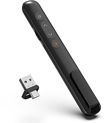 Presenter mit Laserpointer,Powerpoint Fernbedienung Präsentationsfernbedienung Pointer für Präsentationen,Newenmo USB C&USB A 2 in 1 Präsentation,Präsenter mit Hyperlink&Volumen Kontrolle
