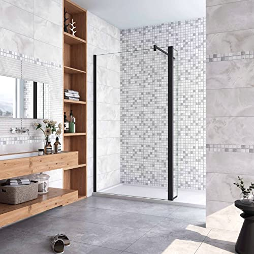 Walk in Doccia 90x200cm Due Pareti (50+40) cm Vetro 8mm Barra 90cm